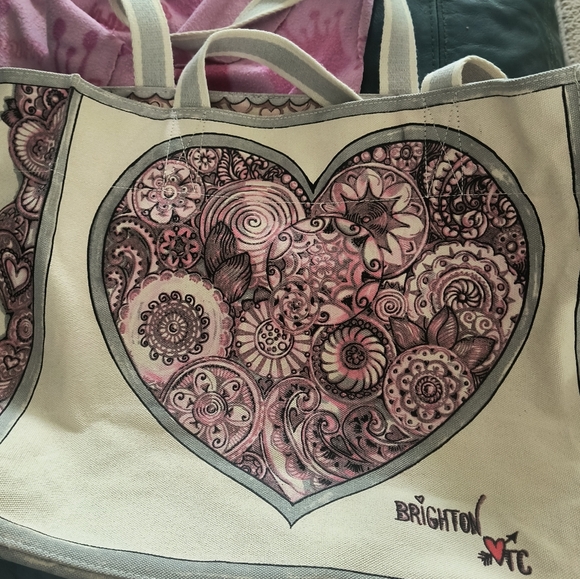 Brighton Handbags - Brighton TC Love in Bloom Sweetheart  Tote Bag -Canvas Size XL EUC $105  retail